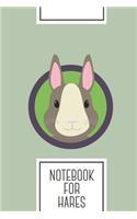 Notebook for Hares: Lined Journal with Cute Rabbit head with purple cirlcle Design - Cool Gift for a friend or family who loves animal presents! - 6x9" - 180 White line