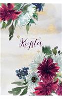 Krysta: Personalized Journal Gift Idea for Women (Burgundy and White Mums)