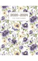 2020-2024 Five Year Planner: Monthly Agenda & Schedule with US Holidays - 60 Months or 5 Years - Royal Purple Blooms