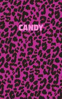 Candy: Personalized Pink Leopard Print Notebook (Animal Skin Pattern). College Ruled (Lined) Journal for Notes, Diary, Journaling. Wild Cat Theme Design wi