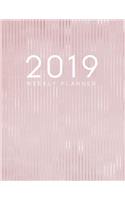 2019 Weekly Planner: Daily and Monthly Planner Calendar Organizer Agenda (January 2019 to December 2019) Pink Rose Gold Stripes