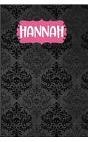 Hannah: Black Gothic Personalized Lined Notebook and Journal for Women and Girls to Write in