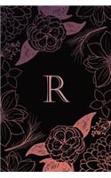 R: Elegant Monogrammed Blank Dotted Journal: Beautiful and Classic Bulleted Dot Grid Notebook: Purple, Pink and Black Floral Design