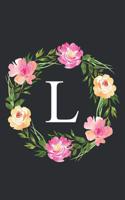 L: Floral Monogram Initial Letter L Composition Notebook Journal for Girls and Women (Monogrammed Notebook)