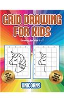 Drawing for kids 5 - 7 (Grid drawing for kids - Unicorns)