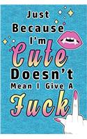 Just Because Im Cute Denim Vampire Fangs Retro Aesthetic Journal Notebook: Punk Rock Lined Journal A4 Notebook, for School, Home, or Work