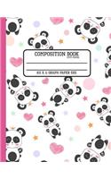 Composition Book Cute Panda Graph Paper 5x5: Trendy Pretty Awesome Back to School Quad Composition Book for Teachers, Students, Kids and Teens Math or Science Class