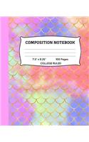 Composition Notebook: Girl's Mermaid Scales College Ruled Notebook - Lined Journal or Diary - School Subject Notebook for Homework and Writing Notes - Homeschool Notebook