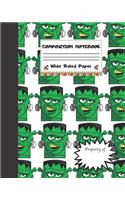 Composition Notebook Wide Ruled Paper: Halloween Green Monster - Creepy Journal Gift for Girls Boys Teens Teachers & Students - Blank Lined Workbook for Work or School