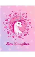 Step-Daughter: Unicorn Large Blank Primary Handwriting Learn to Write Practice Paper for Girls - Pink Purple Magical Horse Personalized Letter S Initial Custom Fir