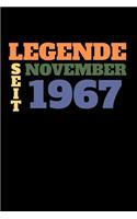 Legende seit November 1967: Liniertes Geburtstag Birthday oder Gästebuch Geschenk liniert - Geburtstags Journal für Männer und Frauen mit Linien