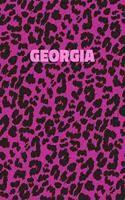 Georgia: Personalized Pink Leopard Print Notebook (Animal Skin Pattern). College Ruled (Lined) Journal for Notes, Diary, Journaling. Wild Cat Theme Design wi