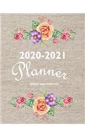 2020-2021 Planner Weekly And Monthly: 24 Month 2 Years Calendar With Federal Holidays Floral Sack Paper 8.5"x11" Included Password Phone Book Log