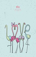 Notebook: Cute flamingo on green cover and Dot Graph Line Sketch pages, Extra large (8.5 x 11) inches, 110 pages, White paper, Sketch, Draw and Paint