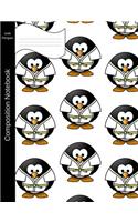 Judo Penguin Composition Notebook: Modern Cartoon Animal College Ruled Book for School and Work, Journaling and Writing Notes for Girls, Boys and Teens, for Students and Teachers