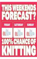 This Weekends Forecast? Friday Saturday Sunday 100 Per Cent Chance of Knitting: 6 X 9 100 Page Blank Knitter's Journal, Notebook, Knitting Pattern Planner, Graph Paper Notebook, 4:5 Ratio