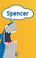 Spencer: Personalized Shark Isometric Dot Paper Notebook for Kids 120 Pages 6x9