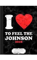 I Love to Feel the Johnson 2016 Composition Notebook: College Ruled 93/4 X 71/2 100 Sheets 200 Pages for Writing