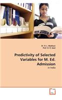 Predictivity of Selected Variables for M. Ed. Admission