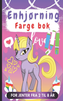 Enhjørning Farge bok for jenter fra 2 til 8 år