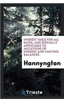 Interest table for all rates, and specially applicable to mutations of interest and varying balances
