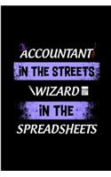 Accountant in the streets wizard in the spreadsheets: spreadsheet Notebook journal Diary Cute funny humorous blank lined notebook Gift for student school college ruled graduation gift ... job working em