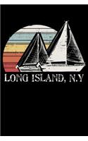 Long Island, N.Y: Sailboat Vintage Sunset Lined Notebook Journal Diary 6x9