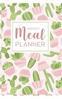 Weekly Meal Planner: 52 Week Food Planner Notebook / Diary / Log for Meal Planning with Grocery Shopping List - Rose Pink Cactus Pattern