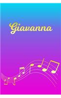 Giavanna: Sheet Music Note Manuscript Notebook Paper - Pink Blue Gold Personalized Letter G Initial Custom First Name Cover - Musician Composer Instrument Com