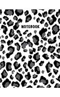Notebook: Composition Book, Journal (8.5 X 11 Inches, 120 Pages, Lined Paper) Leopard Print Design-Gray