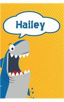 Hailey: Personalized Shark Isometric Dot Paper Notebook for Kids 120 Pages 6x9
