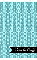 Notes & Stuff Lined Notebook With Robins Egg Blue Key Maze Pattern Cover