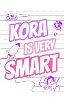 Kora Is Very Smart: Primary Writing Tablet for Kids Learning to Write, Personalized Book with Child's Name for Girls, 65 Sheets of Practice Paper, 1" Ruling, Preschool,