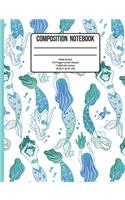 Composition Notebook Wide Ruled: Mermaid 110 Pages