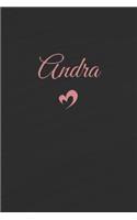 Andra: Personalized Blank Lined Journal Rose Gold on Black