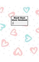 Blank Sheet Music Notebook: Easy Blank Staff Manuscript Book Large 8.5 X 11 Inches Musician Paper Wide 12 Staves Per Page for Piano, Flute, Violin, Guitar, Trumpet, Drums, Cell