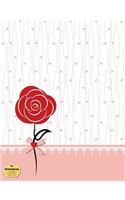 Writedrawdesign Wide Ruled 8.5 X 11 Notebook, Red Rose on Pink
