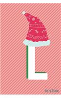 Initial X-mas Letter L Notebook With Funny X-mas Bear., X-mas First Letter Ideal for For Boys/ Girls, Christmas, Gift and Notebook for School