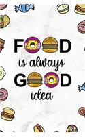 Food Is Always Good Idea.: Notebook Journal Composition Blank Lined Diary Notepad 120 Pages Paperback Marmol Food Stickers Food Lover