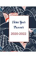 2020-2022 Three Year Planner: Mountain Japan Blue, 36 Months Calendar Monthly Agenda, 3 Year Appointment Book For The Next Three Years, Weekly Organizer Schedule Journal With Ins