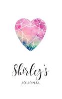 Shirley's Journal: Personalized Blank Lined Paper Notebook, Custom Name Writing Journal with Watercolor Heart Diamond for Women and Teen Girls