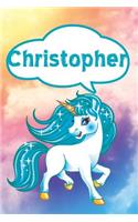 Christopher: Personalized Unicorn Blood Sugar Diet Diary Journal Log Notebook Featuring 120 Pages 6x9
