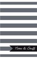 Notes & Stuff - Lined Notebook with Slate Grey Striped Pattern Cover: 101 Pages, Medium Ruled, 6 x 9 Journal, Soft Cover