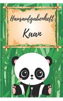 Hausaufgabenheft Kaan: personalisiertes Panda Hausaufgabenheft / Schülerplaner für 1 Schuljahr mit Wochenübersicht / mit 2x Stundenplan / DIN A 5 / 112 Seiten
