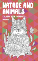 Coloring Book for Adults Nature and Animals - Large Print