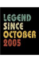 Legend Since October 2005: Vintage Birthday Gift Notebook With Lined College Ruled Paper. Funny Quote Sayings Back To School Notepad Journal For Taking Notes For Boys & Girls 