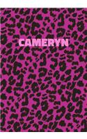 Cameryn: Personalized Pink Leopard Print Notebook (Animal Skin Pattern). College Ruled (Lined) Journal for Notes, Diary, Journaling. Wild Cat Theme Design wi