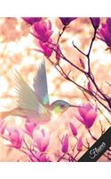 Flower Notebook: Journal for Girls and Women Composition Notebook Spring Flowers Hummingbird Cover Gift Idea