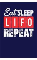 Eat Sleep LIFO Repeat: Dark Blue, Red & White Design, Blank College Ruled Line Paper Journal Notebook for Accountants and Their Families. (Bookkeeping and Tax Season 6 x 9