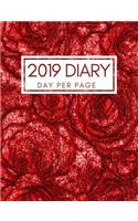 2019 Diary Day Per Page: Daily Planner and Schedule Organizer (Rose Sketch Cover)